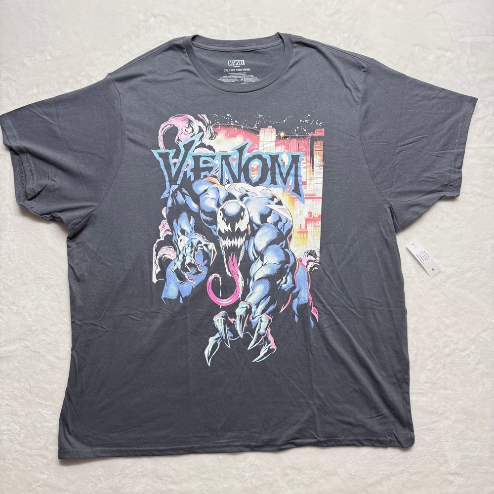MARVEL Venom Graphic T Shirt 3XL 3XG Charcoal Gray‎ Short Sleeve Cotton Blend